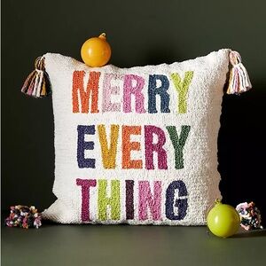 Anthropologie Season’s Greetings “Merry Everything” Pillow